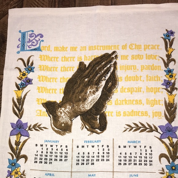 1973 Linen Calendar Towel - Picture 2 of 4